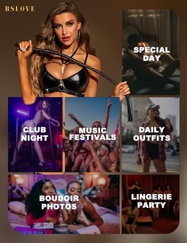 RSLOVE Lingerie Set completo reggicalze sei pezzi blu con catene
