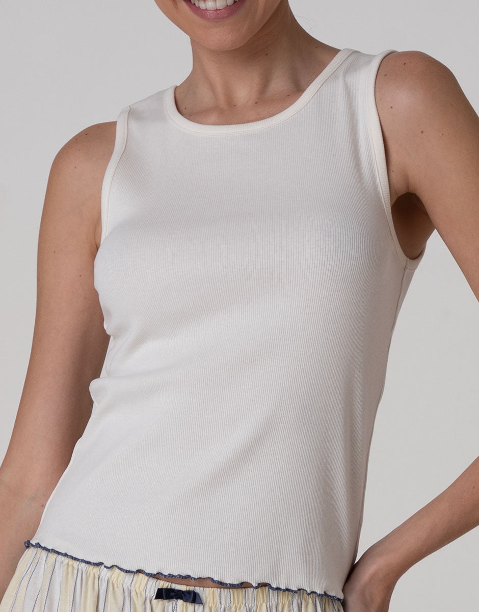 Lovable Basic Soul canotta girocollo bianco latte cotone elasticizzato