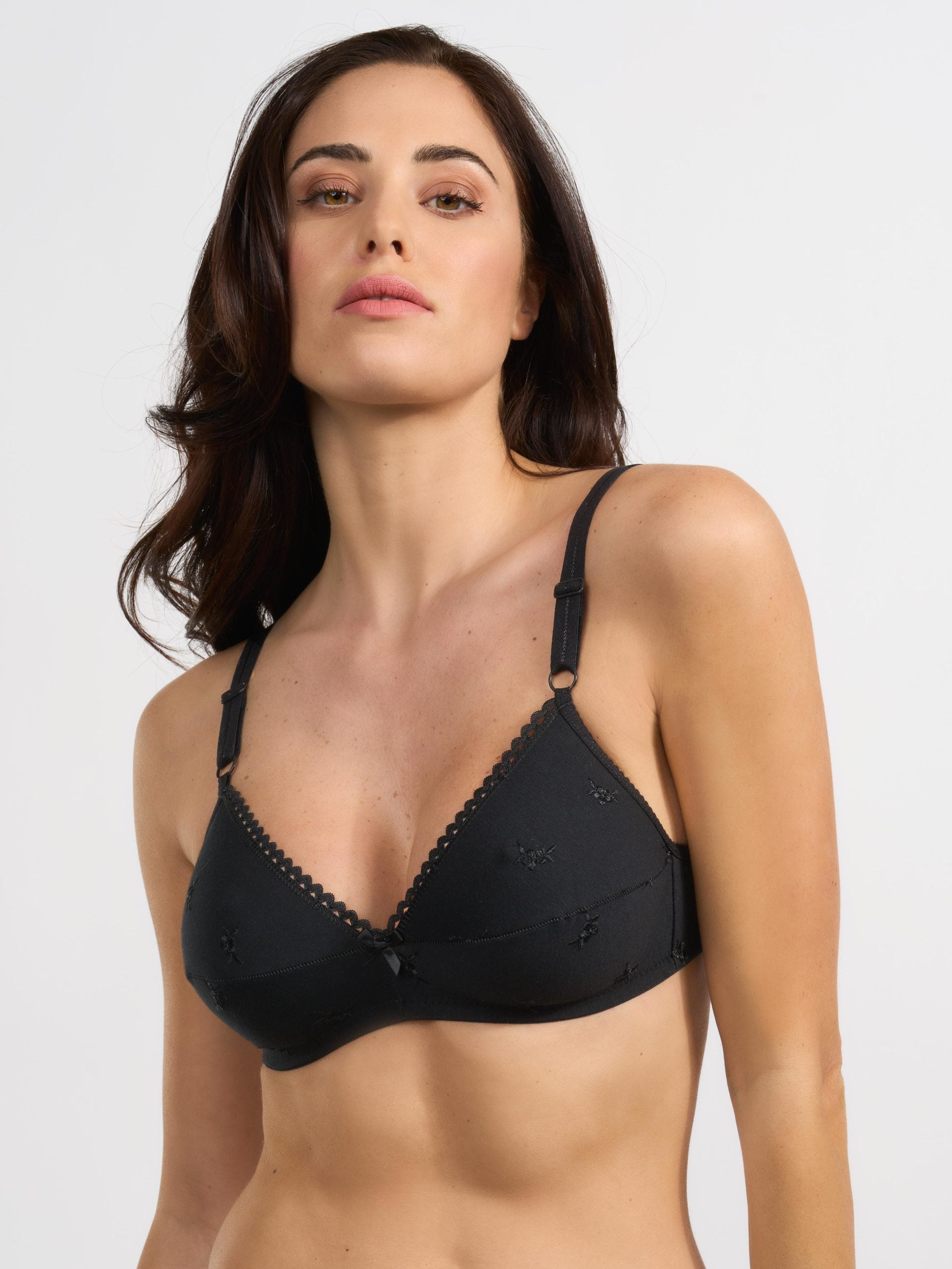 SPIMAN Cotton reggiseno in cotone elasticizzato ricamato coppa B