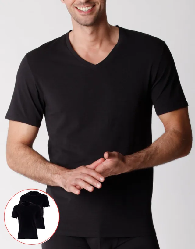 Lovable Value Elegance T-shirt scollo a V uomo cotone biologico x2 nero