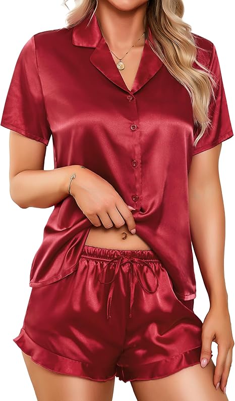 RSLOVE Pajama Set Satin Button Down 2 Piece Pyjama Set pigiama raso
