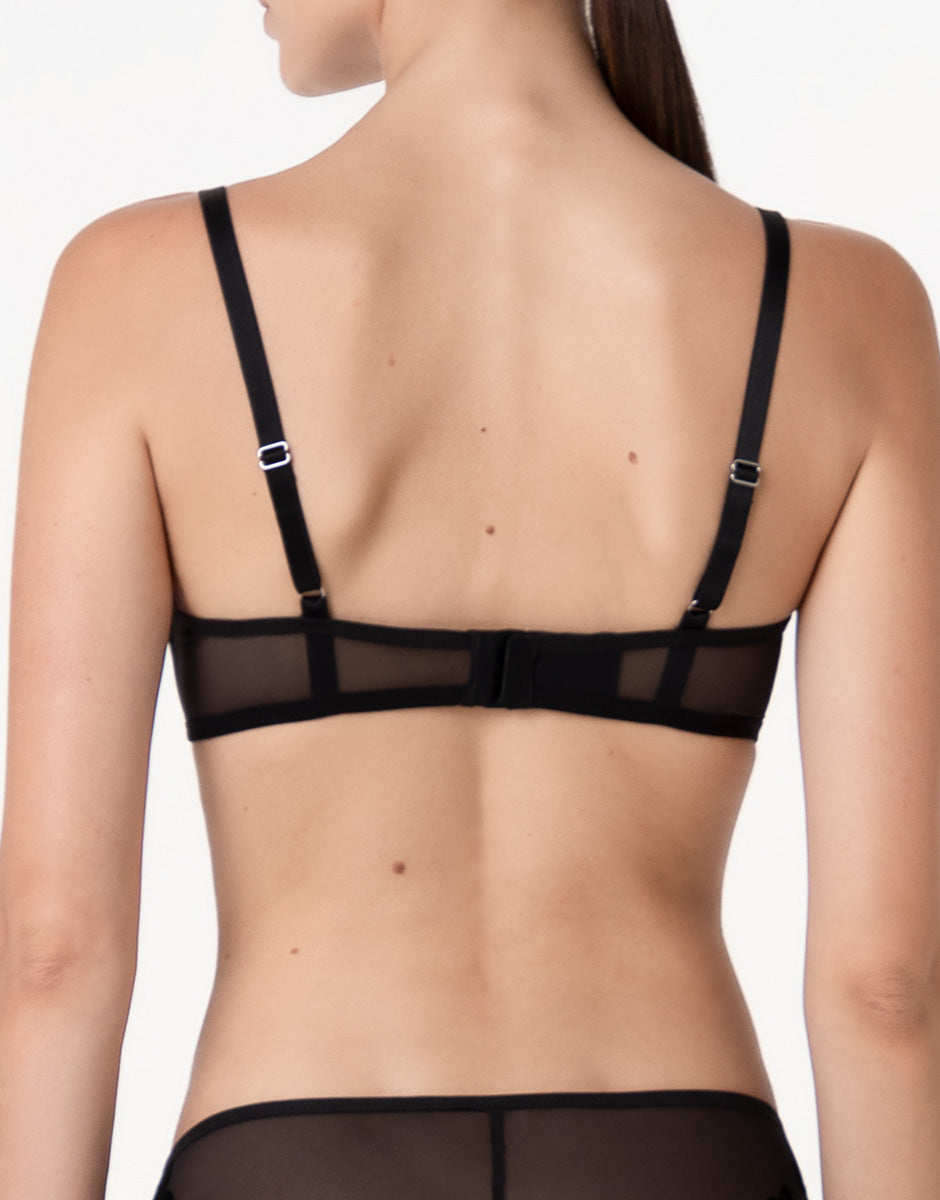 Lovable Garden Flowers Lace Velvet Embroidery reggiseno a fascia nero in tulle