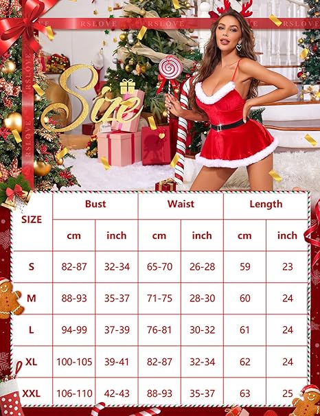 RSLOVE Costumes Velvet Santa Babydoll babydoll rosso S