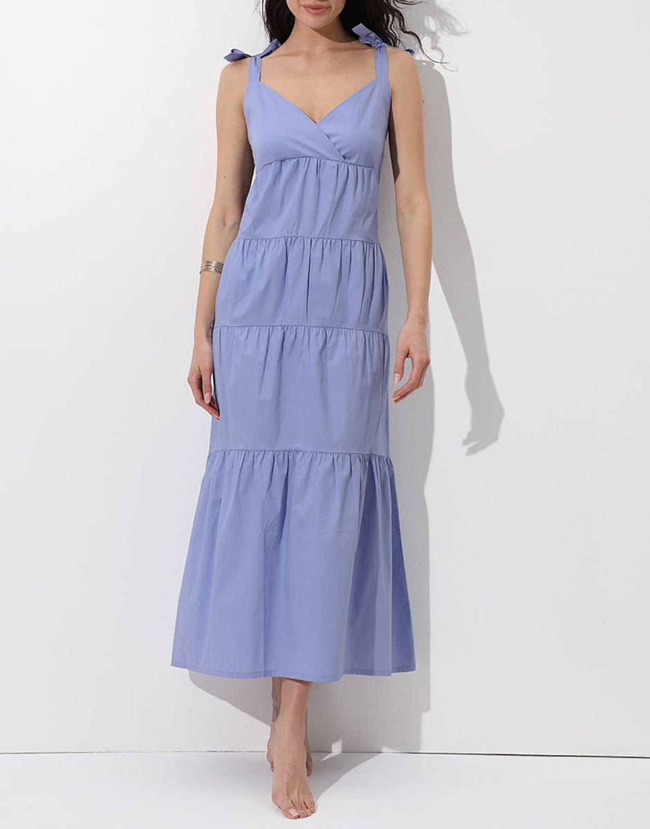 Lovable Basic Soul abito lungo mare in cotone azzurro polvere lillato