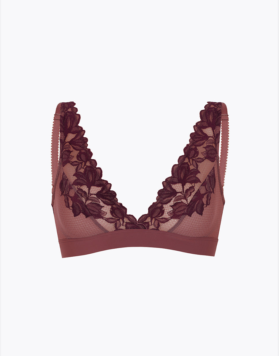 Lovable Garden Flowers Lace Elegant Muse reggiseno a vela amaranto e vinaccia