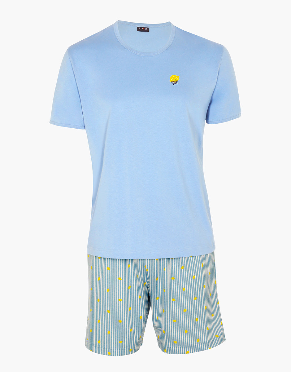 Lovable Basic Soul Pigiama Corto Girocollo pigiama azzurro jersey cotone