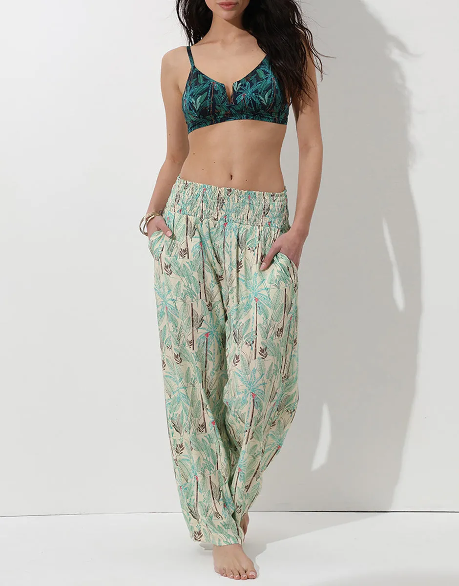 Lovable Basic Soul Pantaloni in viscosa stampa tropicale pantaloni mare