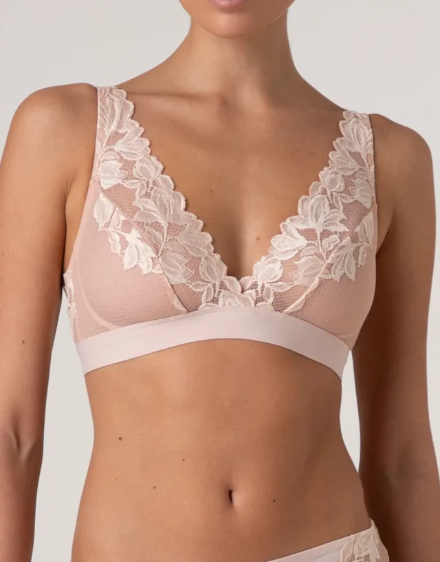 Lovable Garden Flowers Lace Elegant Muse reggiseno a vela avorio perlato e rosa
