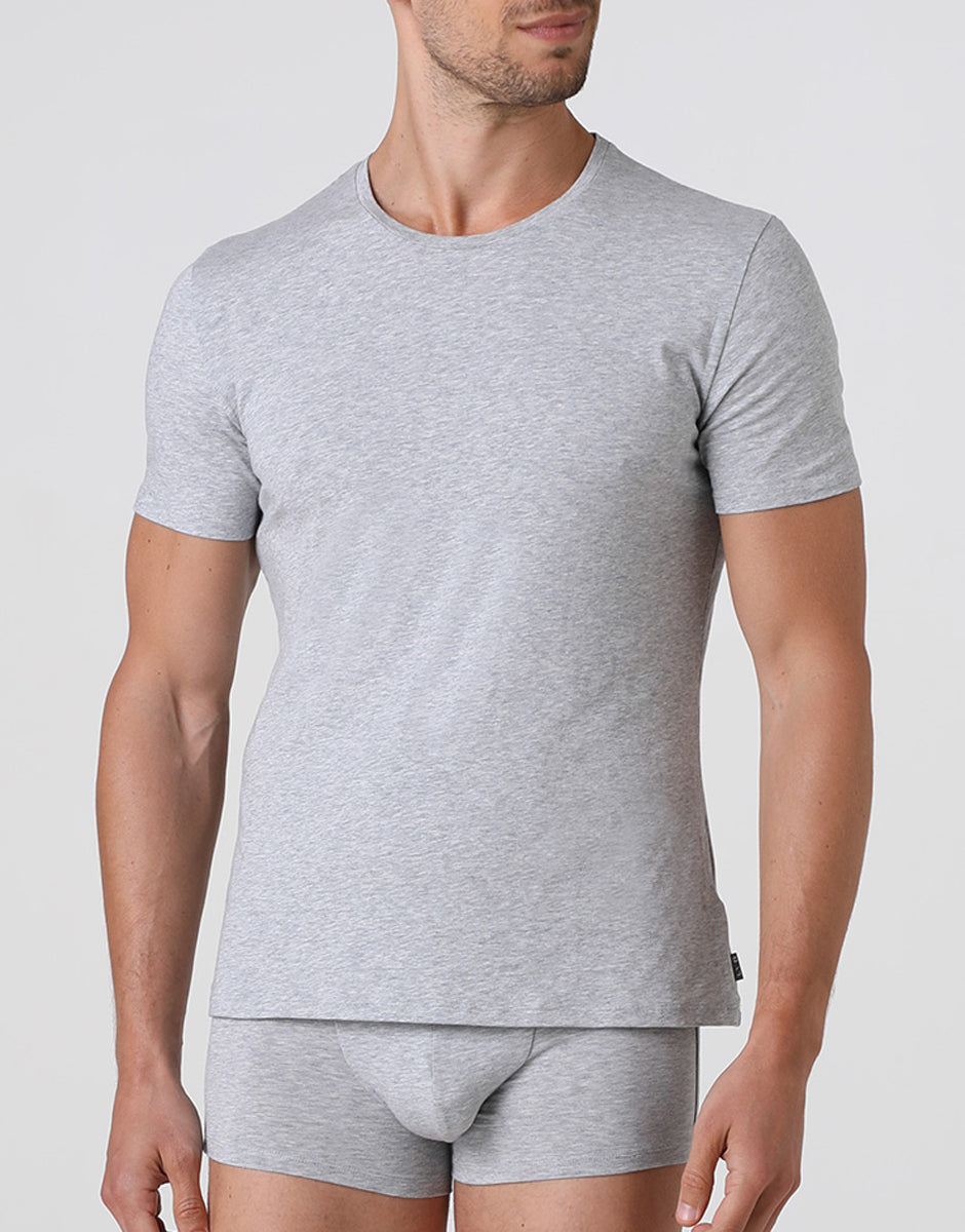 Lovable Basic Soul L6016 T-shirt girocollo in cotone grigio melange
