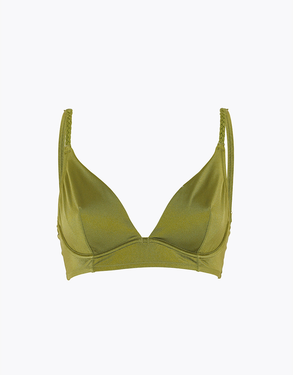 Lovable Braid Shiny Micro reggiseno triangolo con ferretto verde cardamomo