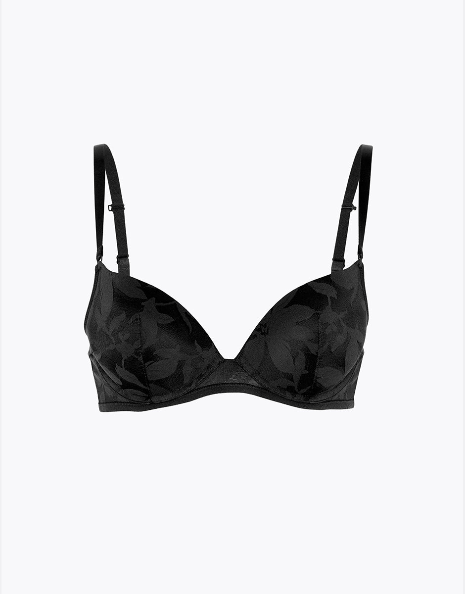 Lovable Garden Flowers Lace Reggiseno Push-Up con Ferretto Modern Bloom Lace nero pizzo
