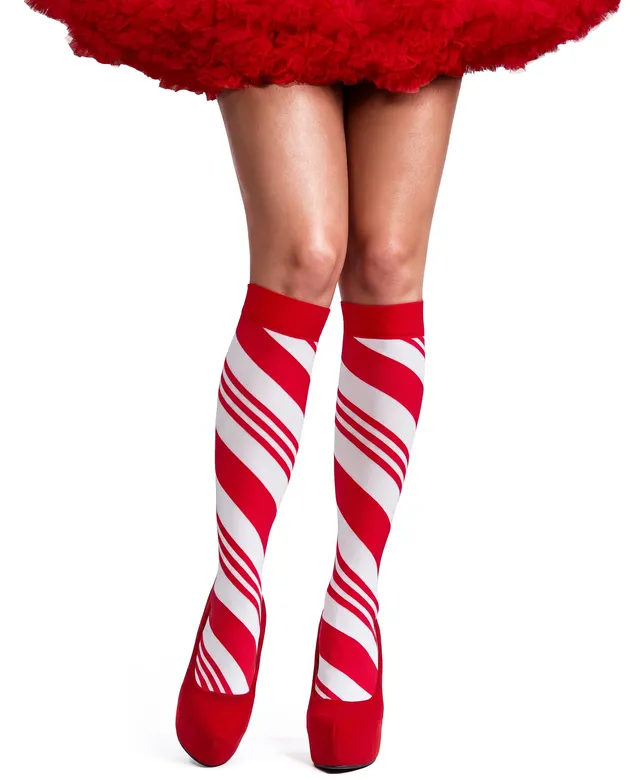 RSLOVE Socks calze al ginocchio taglia unica rosse a righe