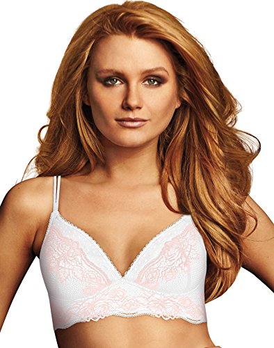Maidenform Bras Wirefree Bralette with Lift reggiseno bianco rosa