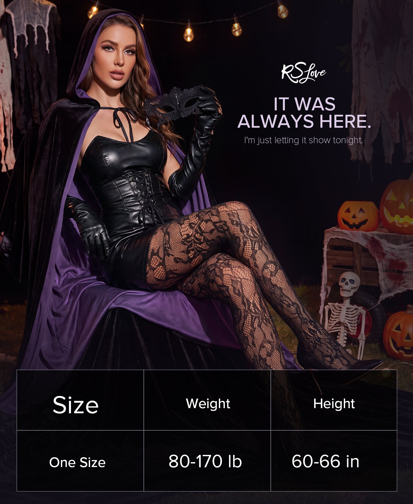 RSLOVE Patterned tights Floral Fishnet Lace Tights collant nero