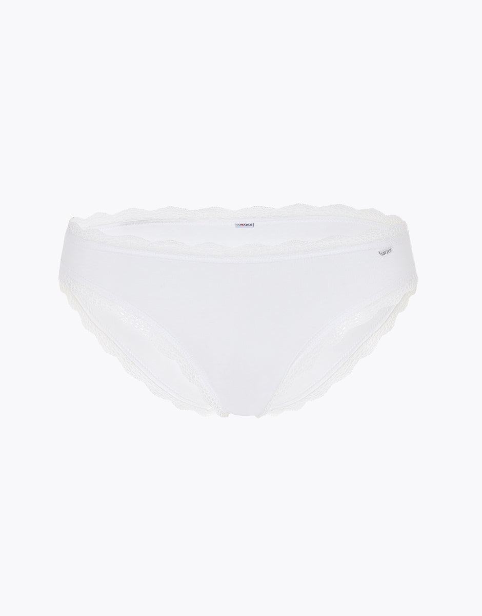 Lovable Lovely Slip Mini slip bianco in cotone elasticizzato e pizzo