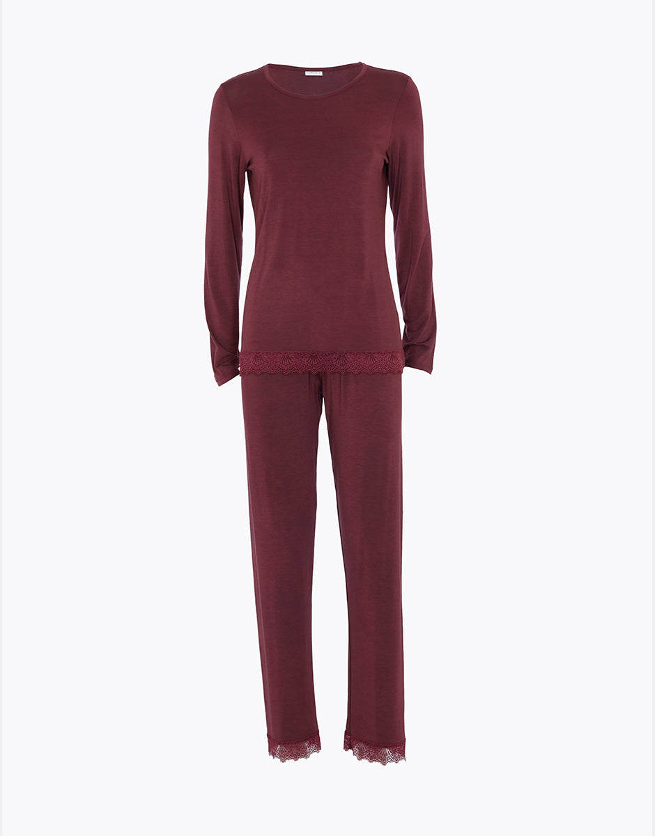 Lovable Basic Soul Elegant Modal pigiama lungo vinaccia in modal elasticizzato