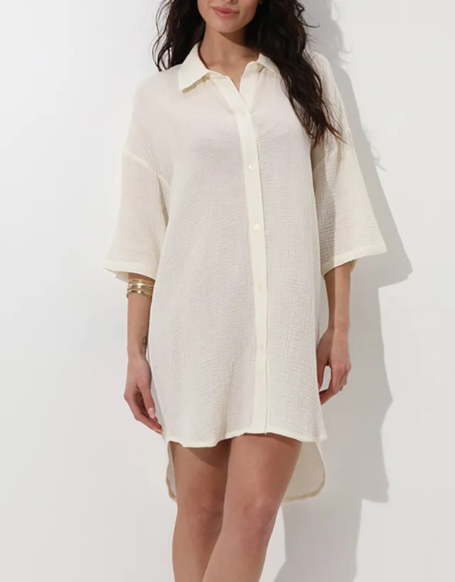 Lovable Basic Soul abito camicia mare bianco seta in cotone