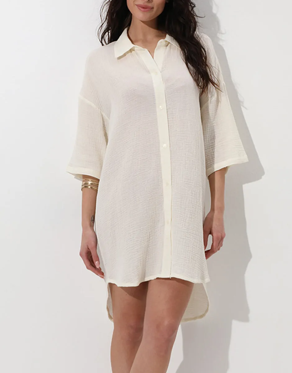 Lovable Basic Soul abito camicia mare bianco seta in cotone