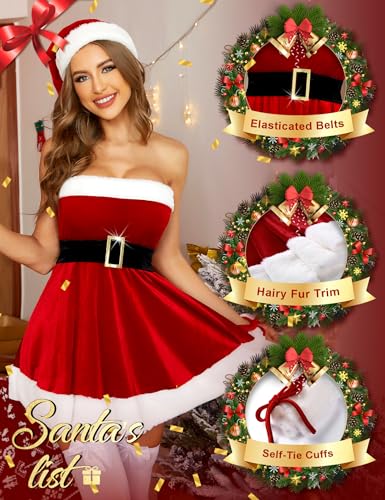 RSLOVE Costumes Santa chemise rossa L con cintura in velluto