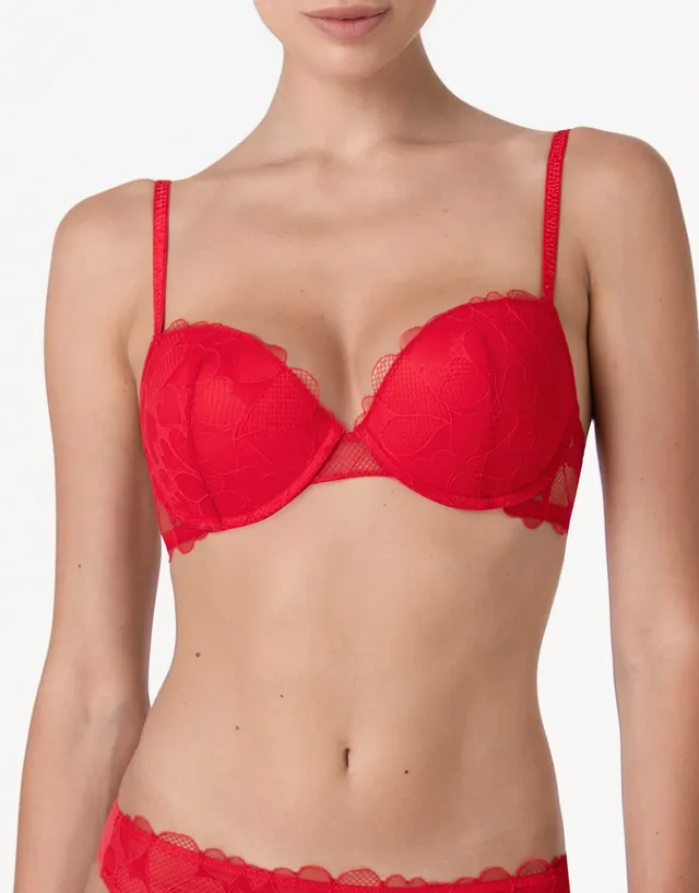 Lovable Garden Flowers Lace Romance Hearts reggiseno push-up rosso
