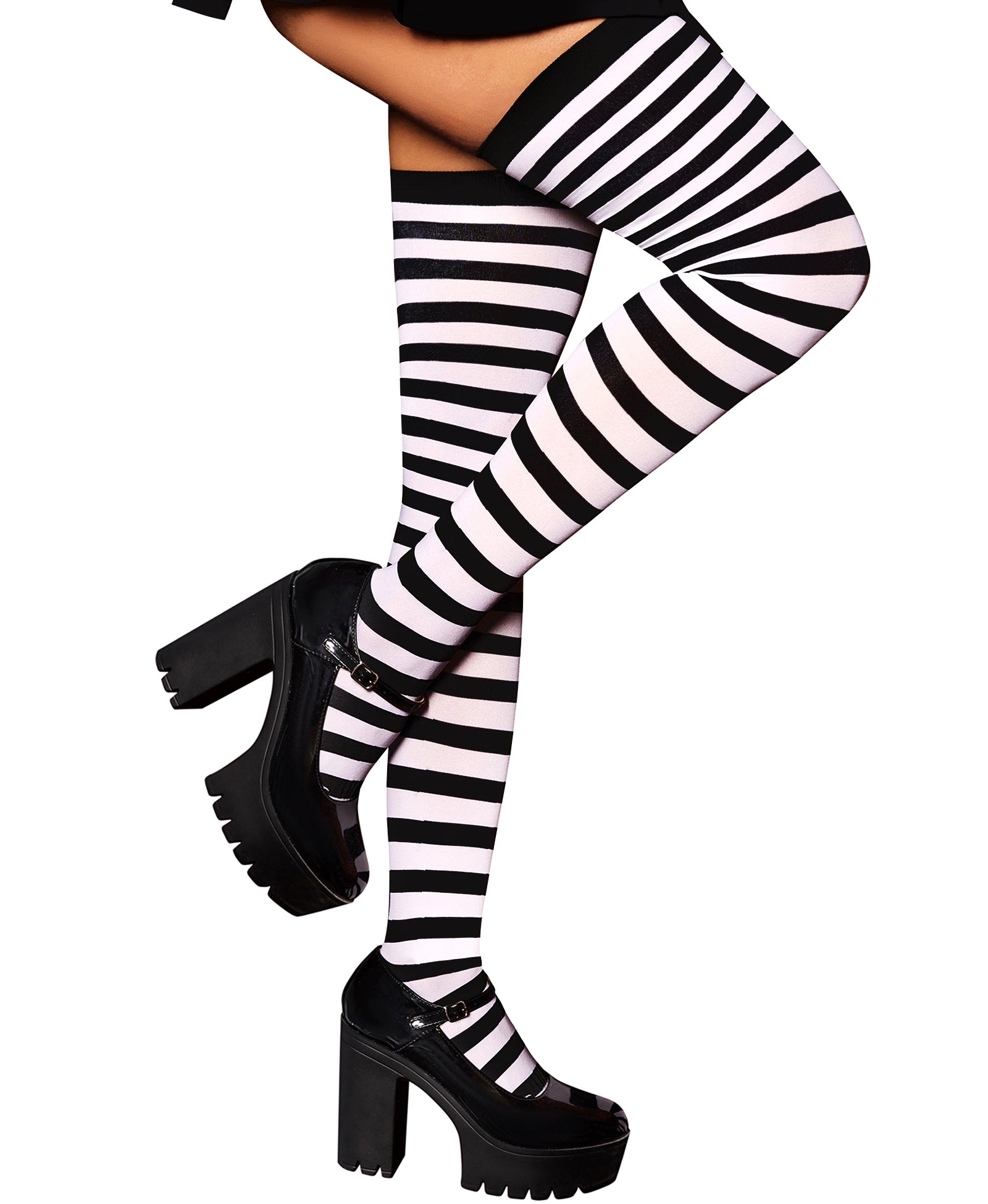 RSLOVE Socks calze alte a righe taglia unica, nylon elasticizzato