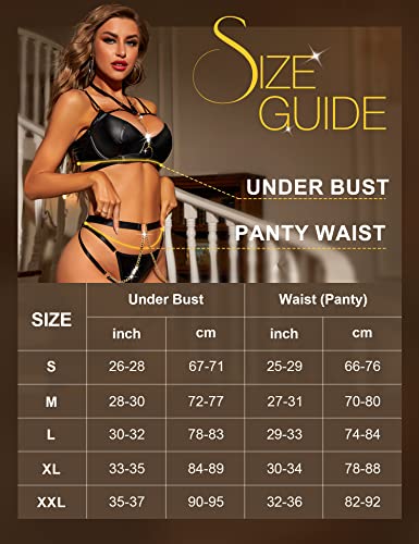 RSLOVE Lingerie Set completo reggicalze sei pezzi blu con catene