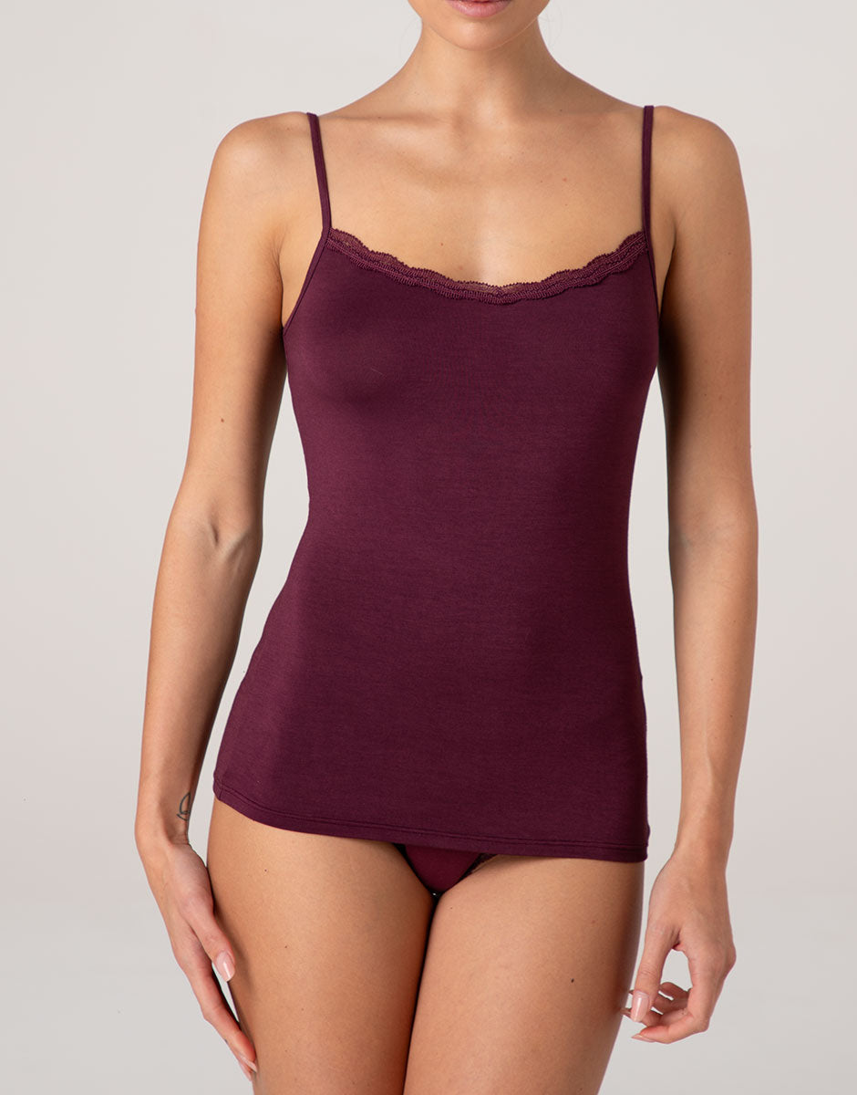 Lovable Basic Soul top vinaccia in viscosa con pizzo