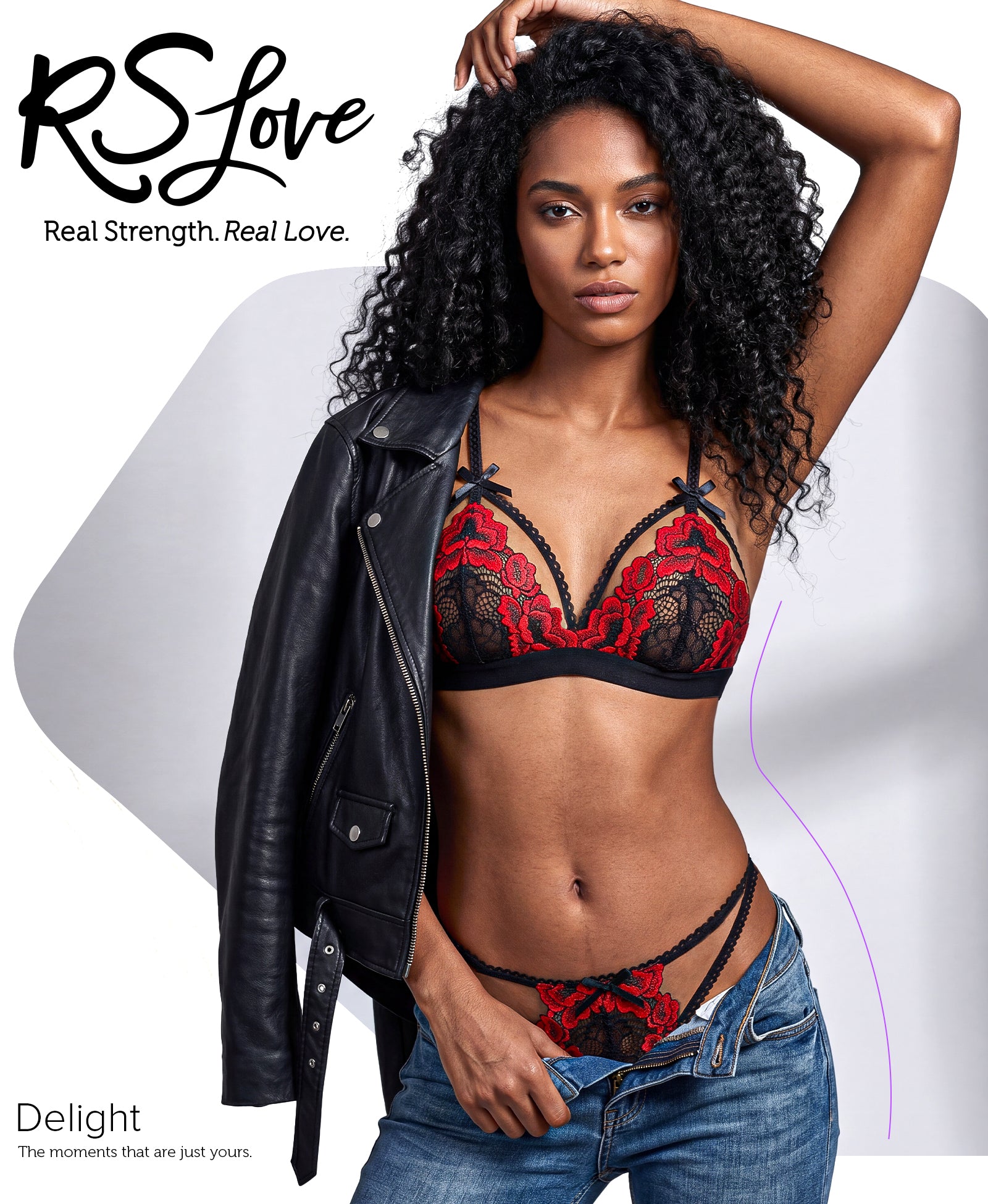 RSLOVE Garter Belt 3 Piece completo lingerie bustier nero