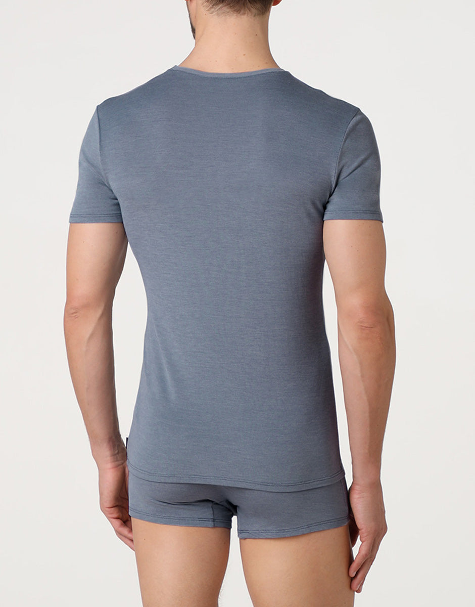 Lovable Basic Soul T-Shirt Scollo a V Piquet Micromodal avio scuro