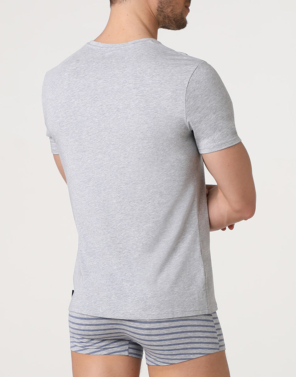 Lovable Basic Soul Jacquard Cotton Modal T-shirt girocollo grigio melange