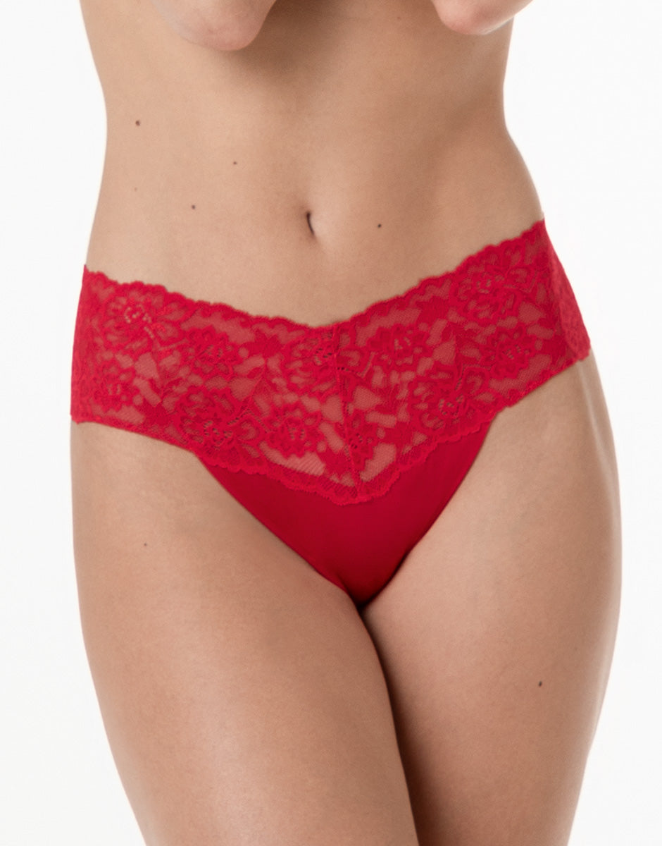 Lovable So Lacy Panties Table brasiliano rosso 1/XS cotone e pizzo
