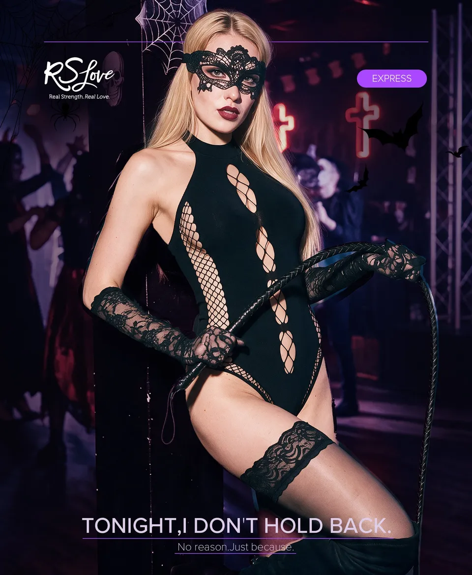 RSLOVE Teddy body a rete con aperture incrociate nero taglia unica