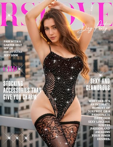 RSLOVE Teddy Fishnet Teddy Bodysuit with Thigh High Stockings body nero con calze