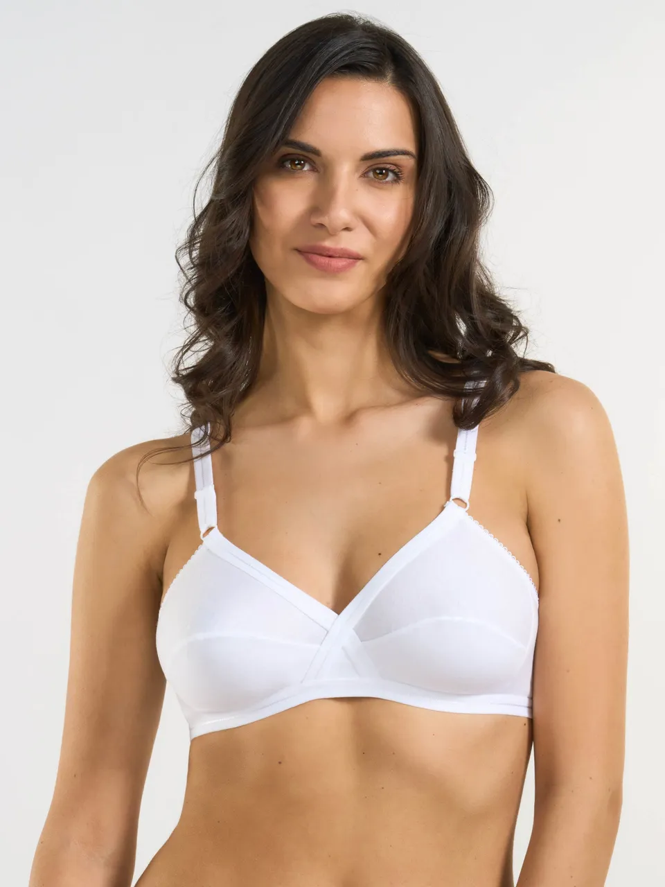 SPIMAN Cotton Reggiseno incrociato in cotone Coppa B bianco