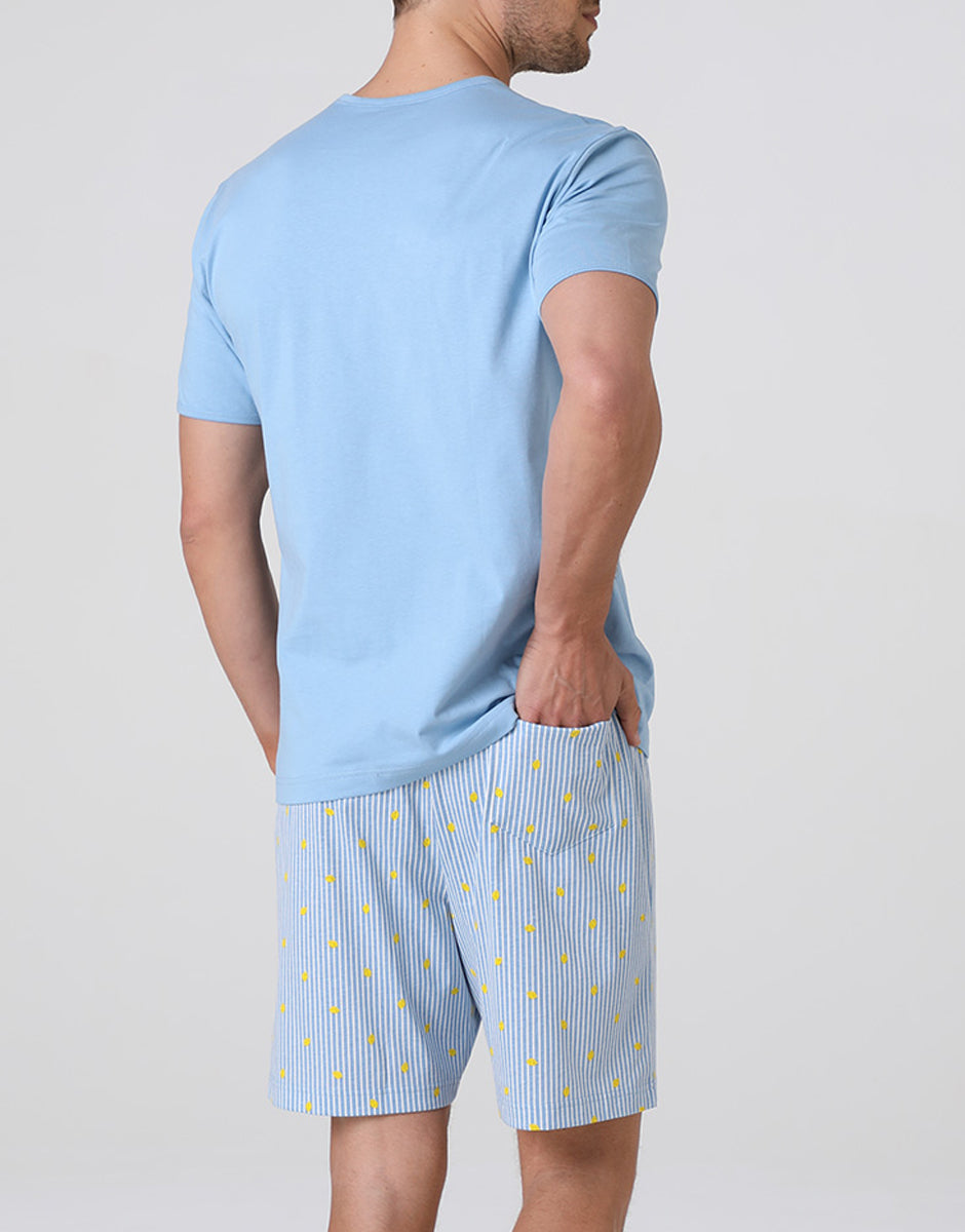 Lovable Basic Soul Pigiama Corto Girocollo pigiama azzurro jersey cotone