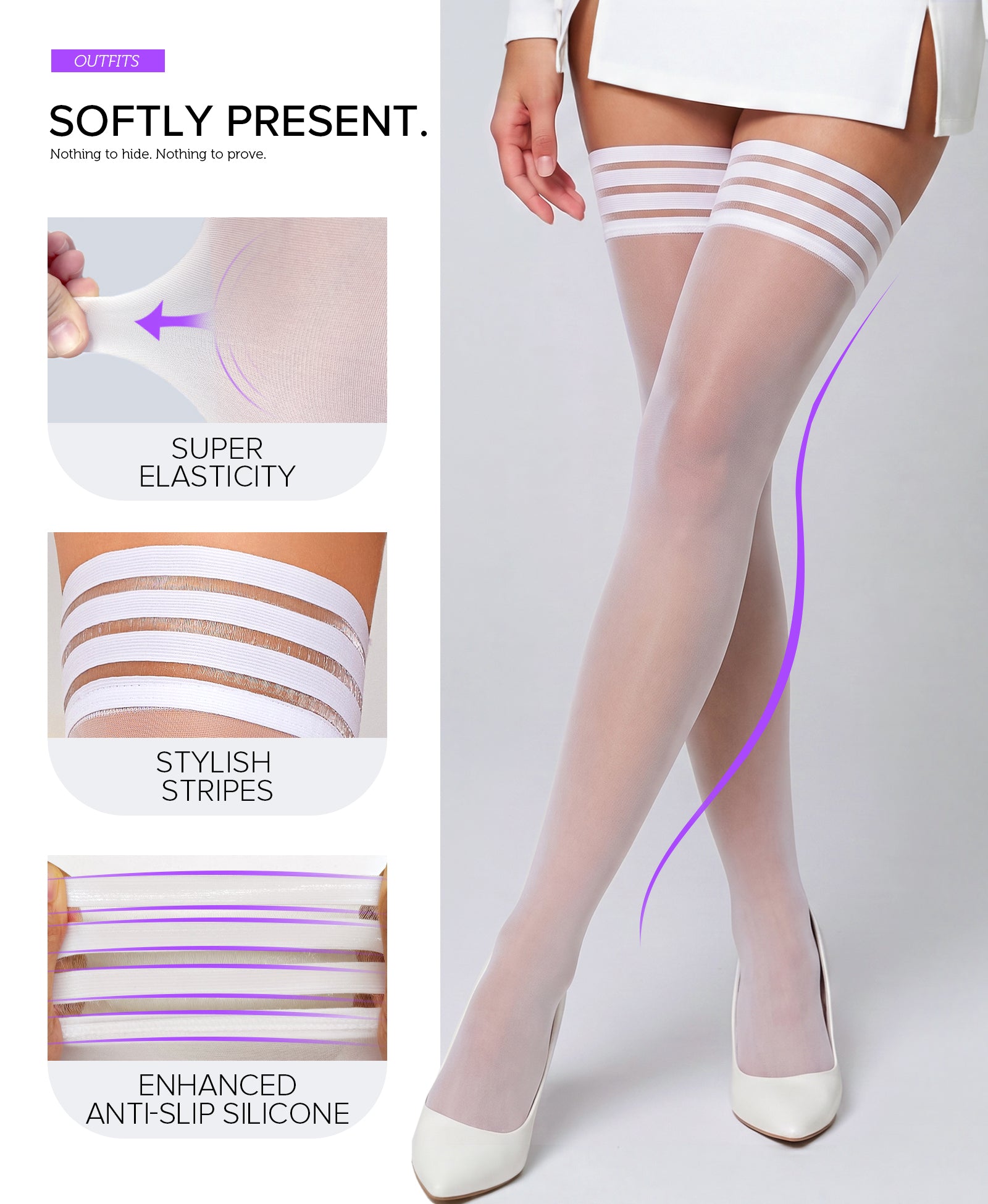 RSLOVE Thigh High calze a rete autoreggenti nere Queen Plus