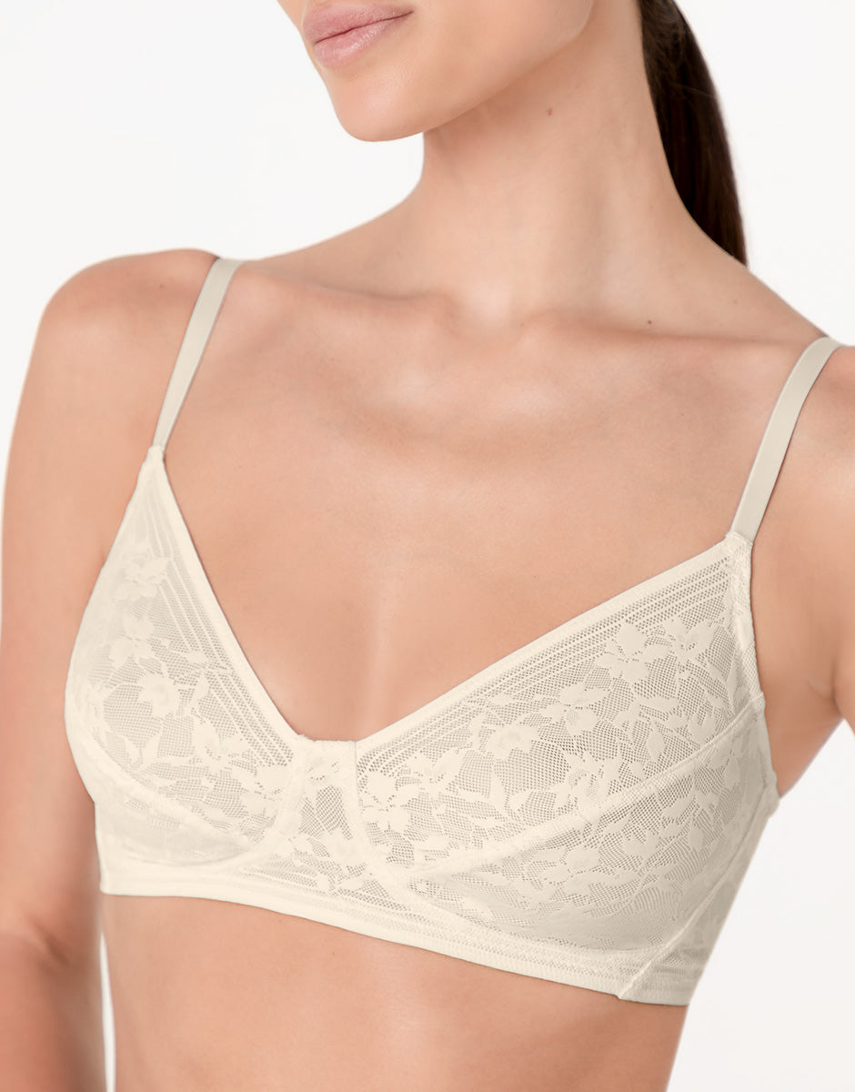 Lovable Garden Flowers Lace Reggiseno Triangolo senza Ferretto Blossom Lace avorio