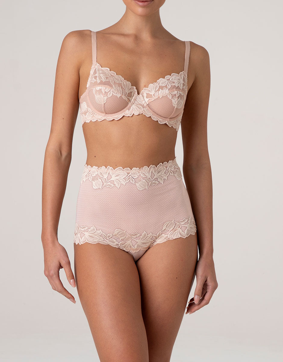 Lovable So Lacy Panties Elegant Muse slip alto avorio perlato e rosa in pizzo
