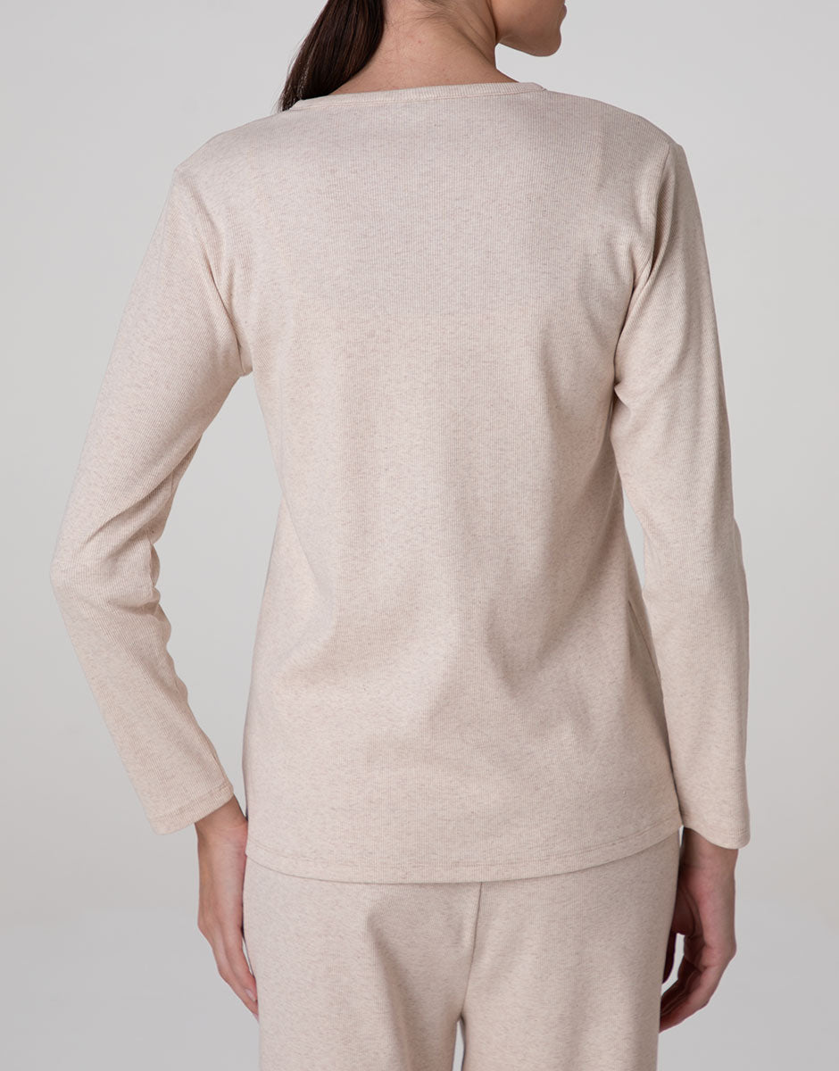 Lovable Basic Soul cardigan aperto in cotone a costine beige melange