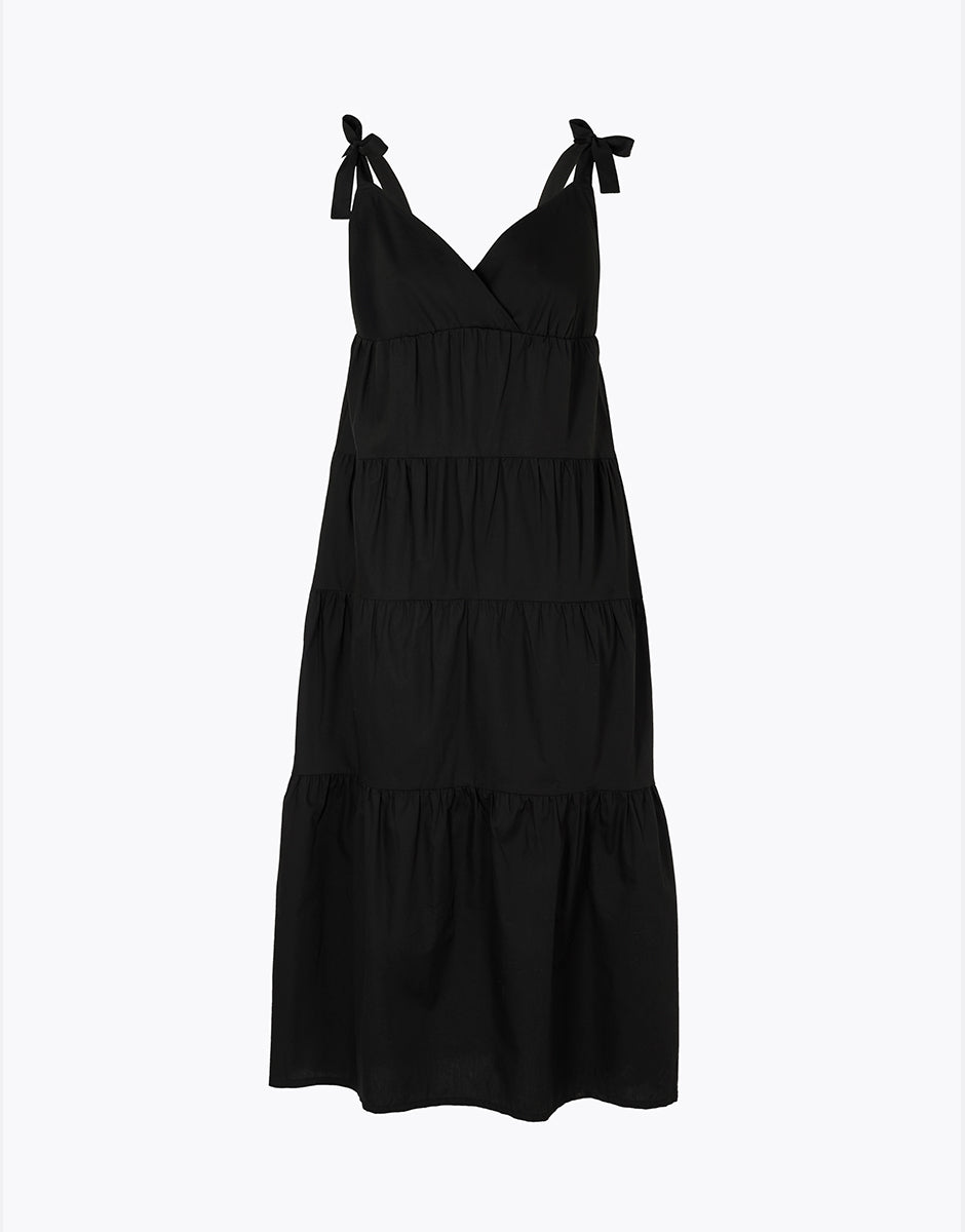 Lovable Basic Soul L0EPX abito lungo nero in cotone con spalline