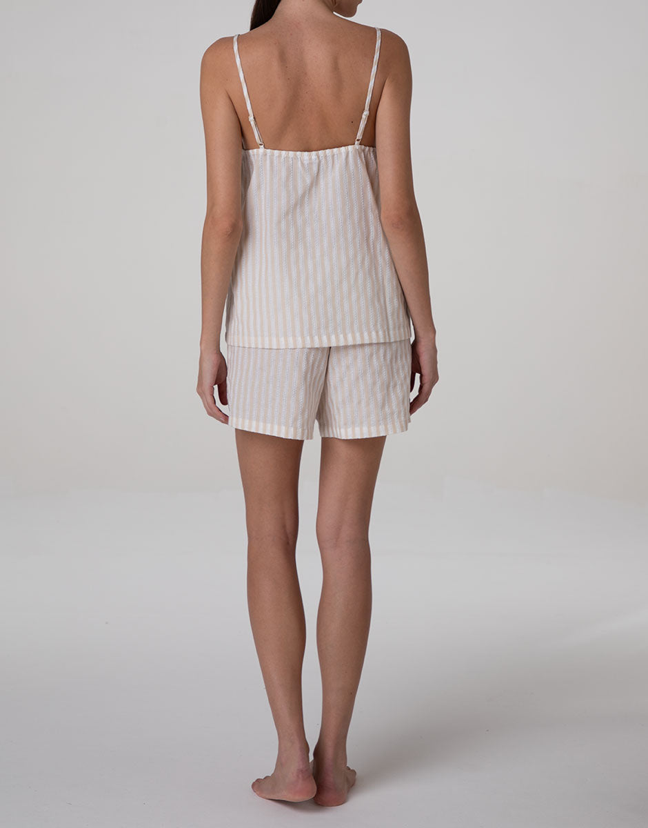 Lovable Basic Soul pigiama top pantaloncini righe bianco crema cotone