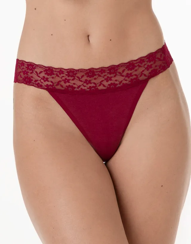 Lovable So Lacy Panties Table Panties Perizoma rosso scuro in cotone e pizzo