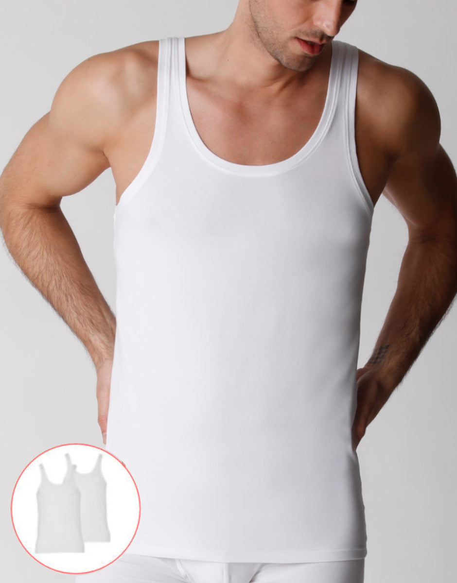 Lovable Value Elegance canotta uomo in cotone biologico bianca confezione 2