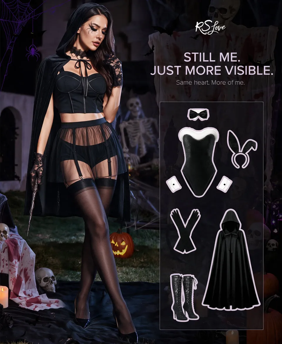 RSLOVE Thigh High Sheer Nylon calze autoreggenti nere 1 paio per reggicalze