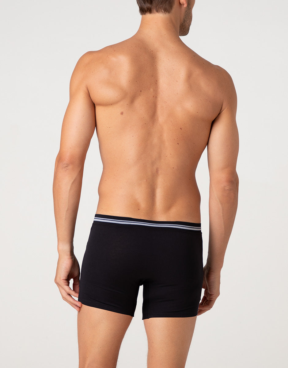 Lovable Value Elegance Boxer Lungo Comfort 360 Stretch Cotton nero