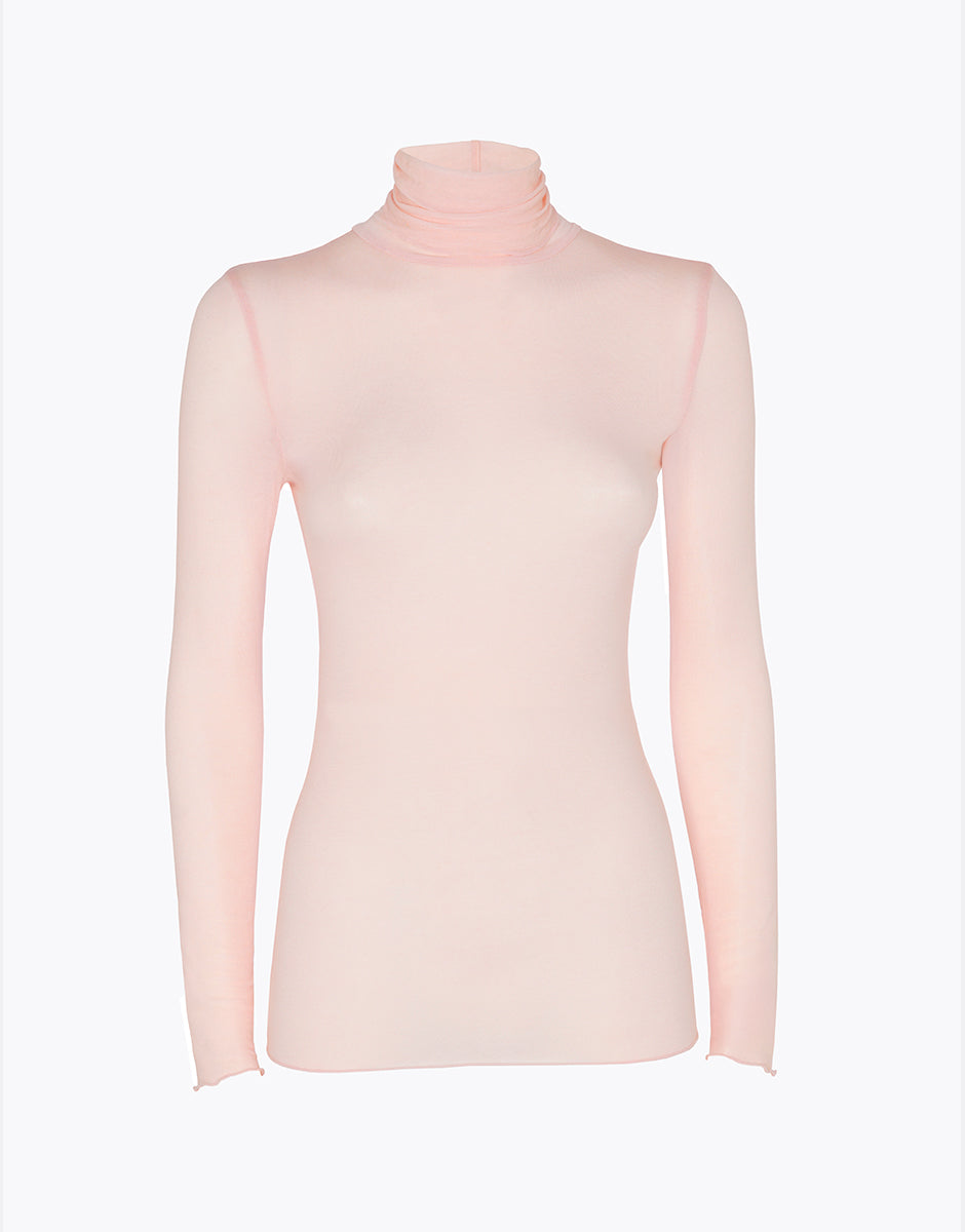 Lovable Invisible Ultralight Ultralight and Warm maglia collo alto rosa cipria modal cashmere