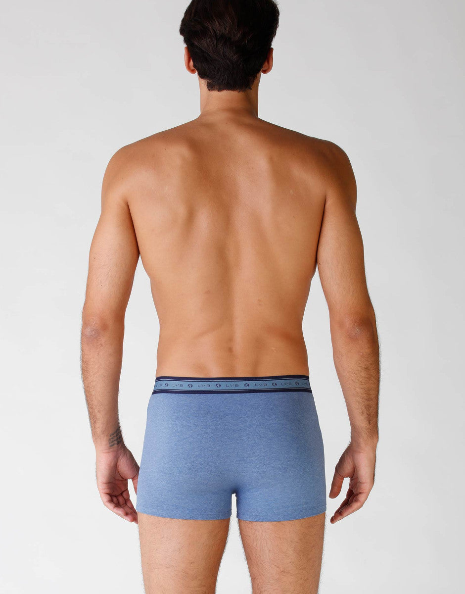 Lovable Value Elegance boxer uomo in cotone biologico blu melange confezione 2