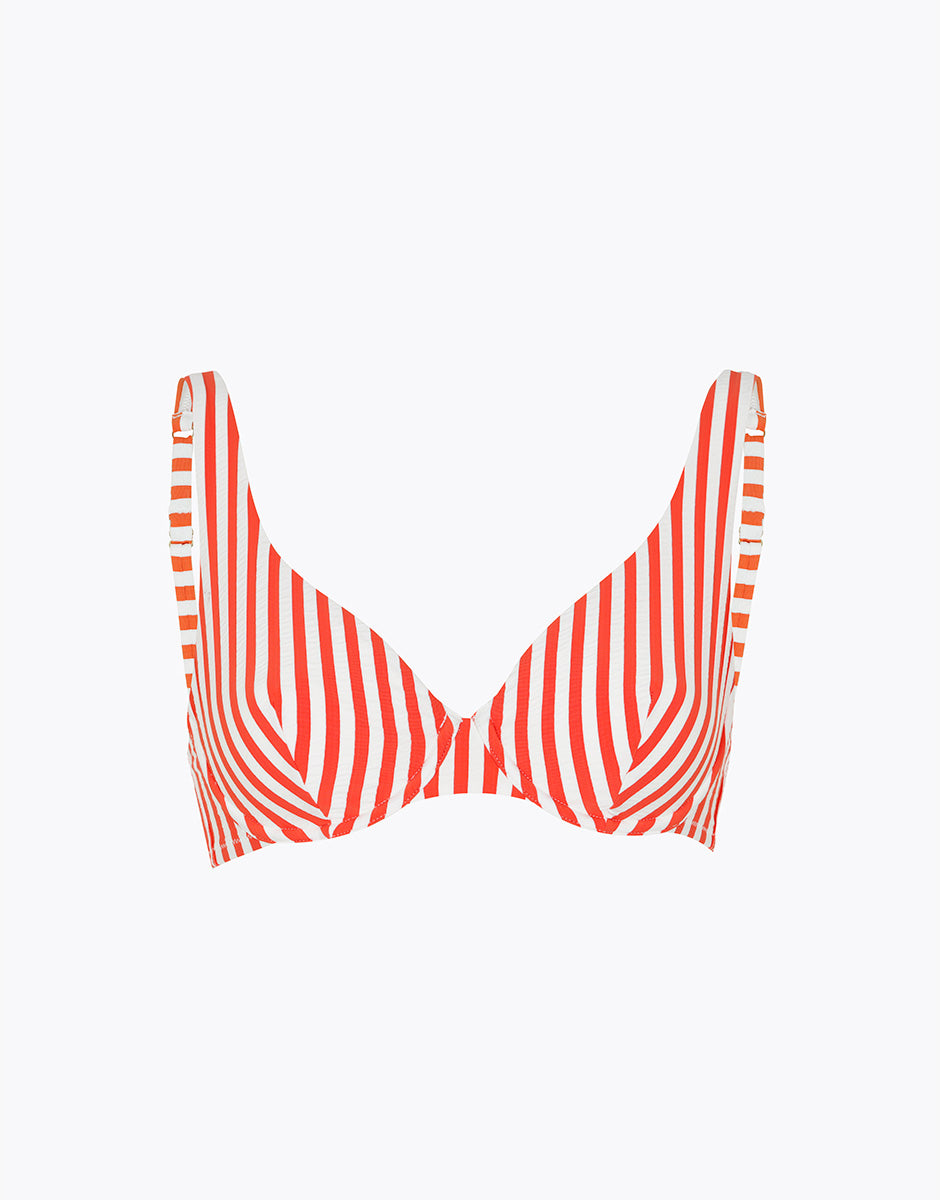 Lovable Glam Shiny Micro Resort Wavy Micro reggiseno costume righe arancio pesca e avorio