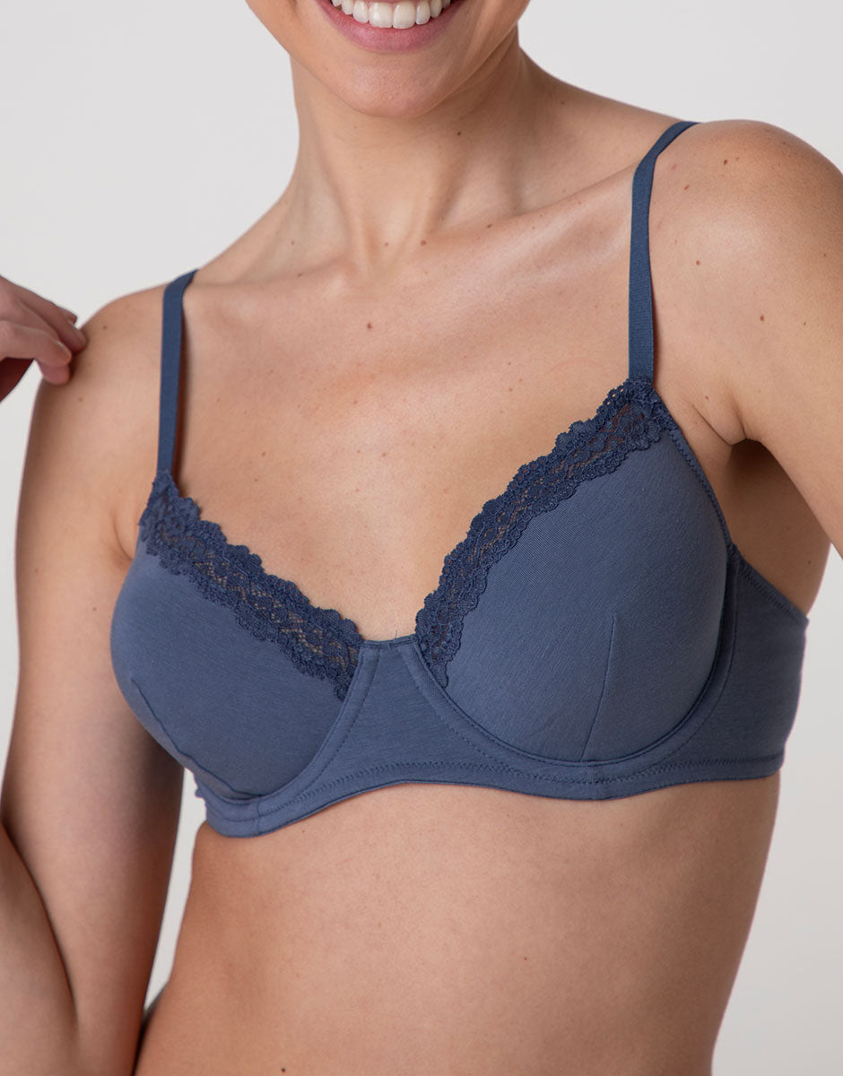 Lovable Invisible Cotton Trendy Modal reggiseno con ferretto blu polvere cotone modal