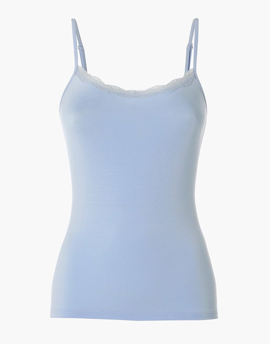 Lovable Basic Soul top azzurro in viscosa con pizzo